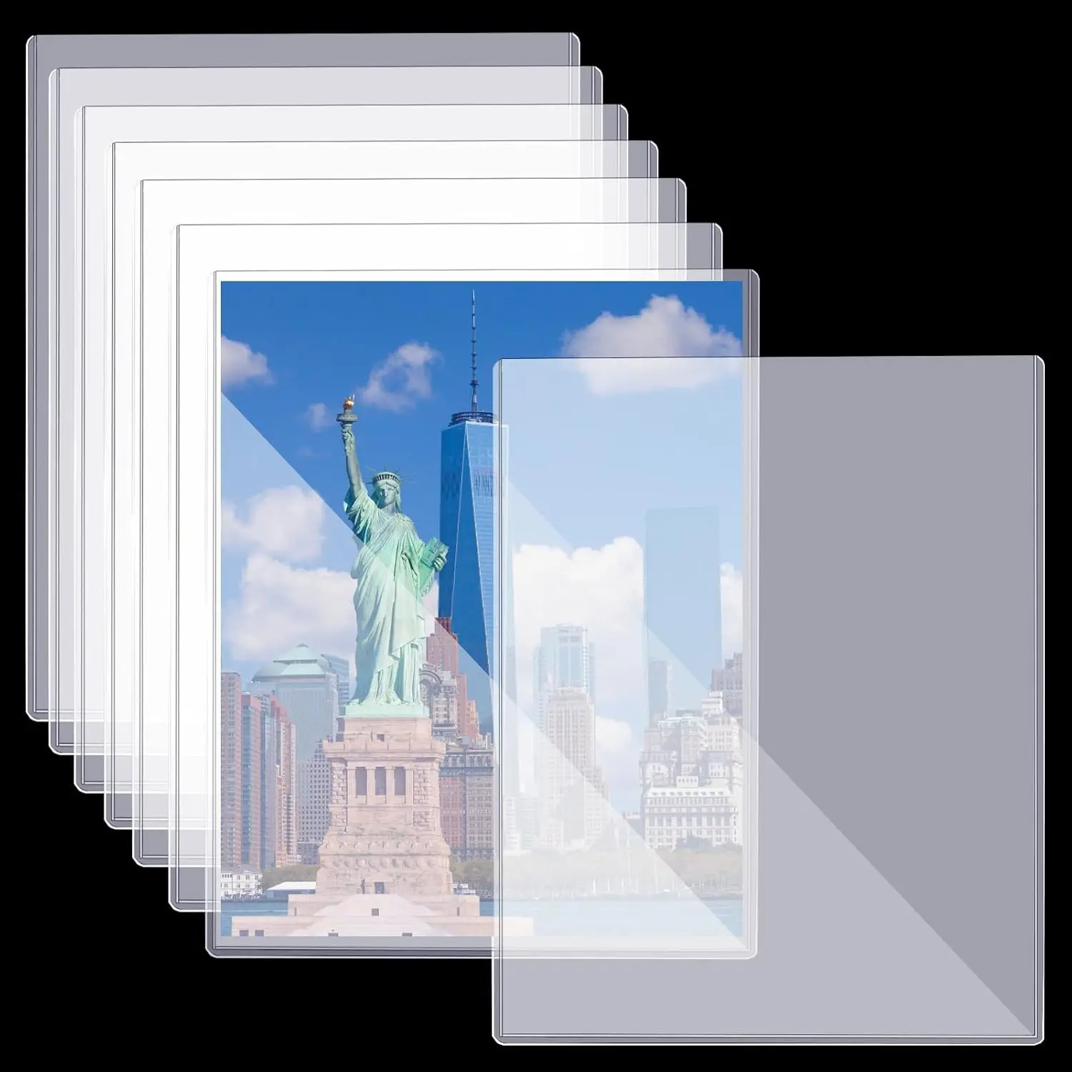 8 1/2" x 11" Rigid Clear Sheet Protectors - Hard Plastic Top Loaders for Documents, Magazines, Birth Certificates & Collectors (8 Pack)