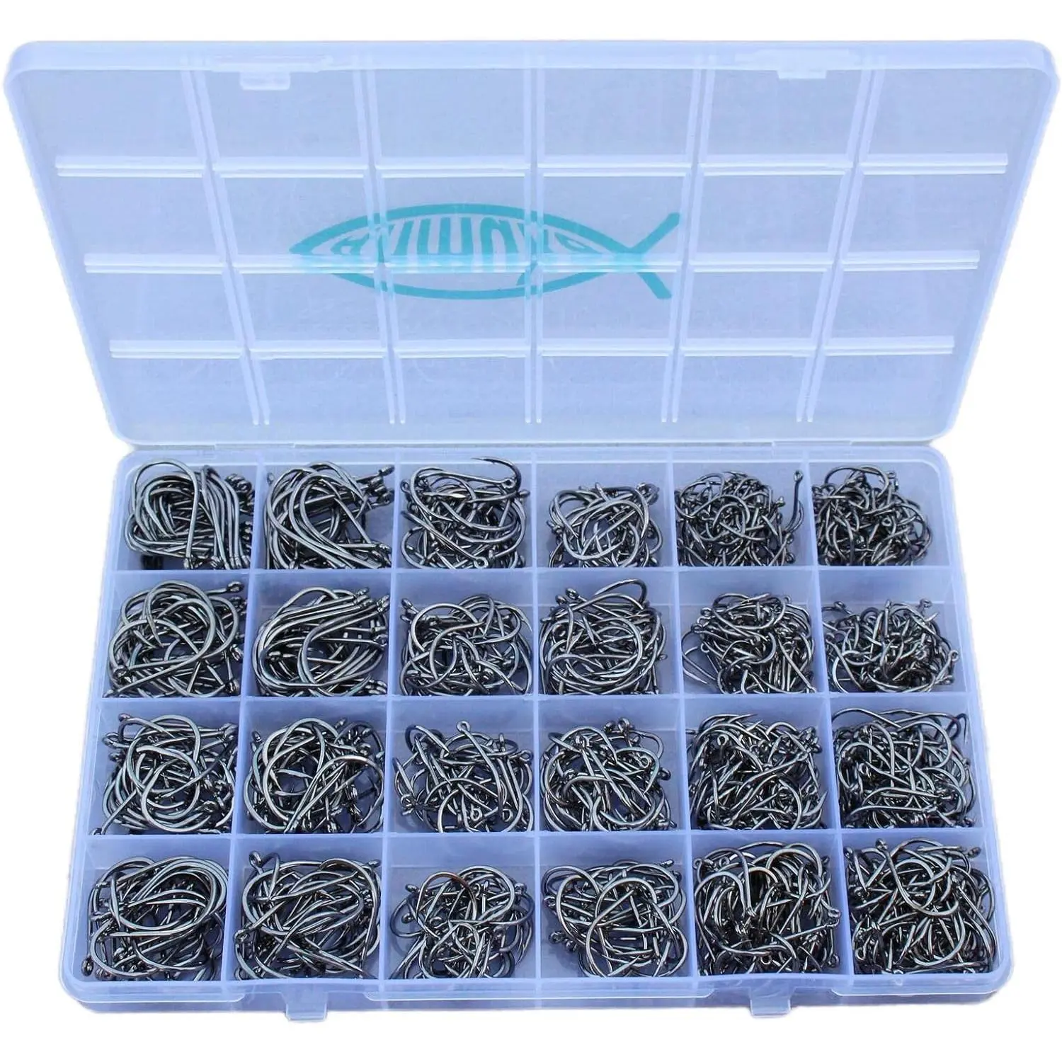 Fishing Hooks Freshwater Saltwater Fish Hooks Bulk Fishing Hooks Set 600 count Worm Catfish Hooks Fish Gear Equipment Supplies