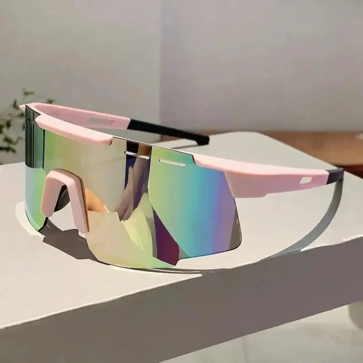 Men’s Viral Oversized One-Piece Shield Sports Sunglasses, Tinted Shatterproof Lenses With Blue Light Blocking & Full UV Protection, Anti-Glare Lightweight Frame, Essential Cycling & Bike Riding Accessory For Outdoor Travel,summervibes