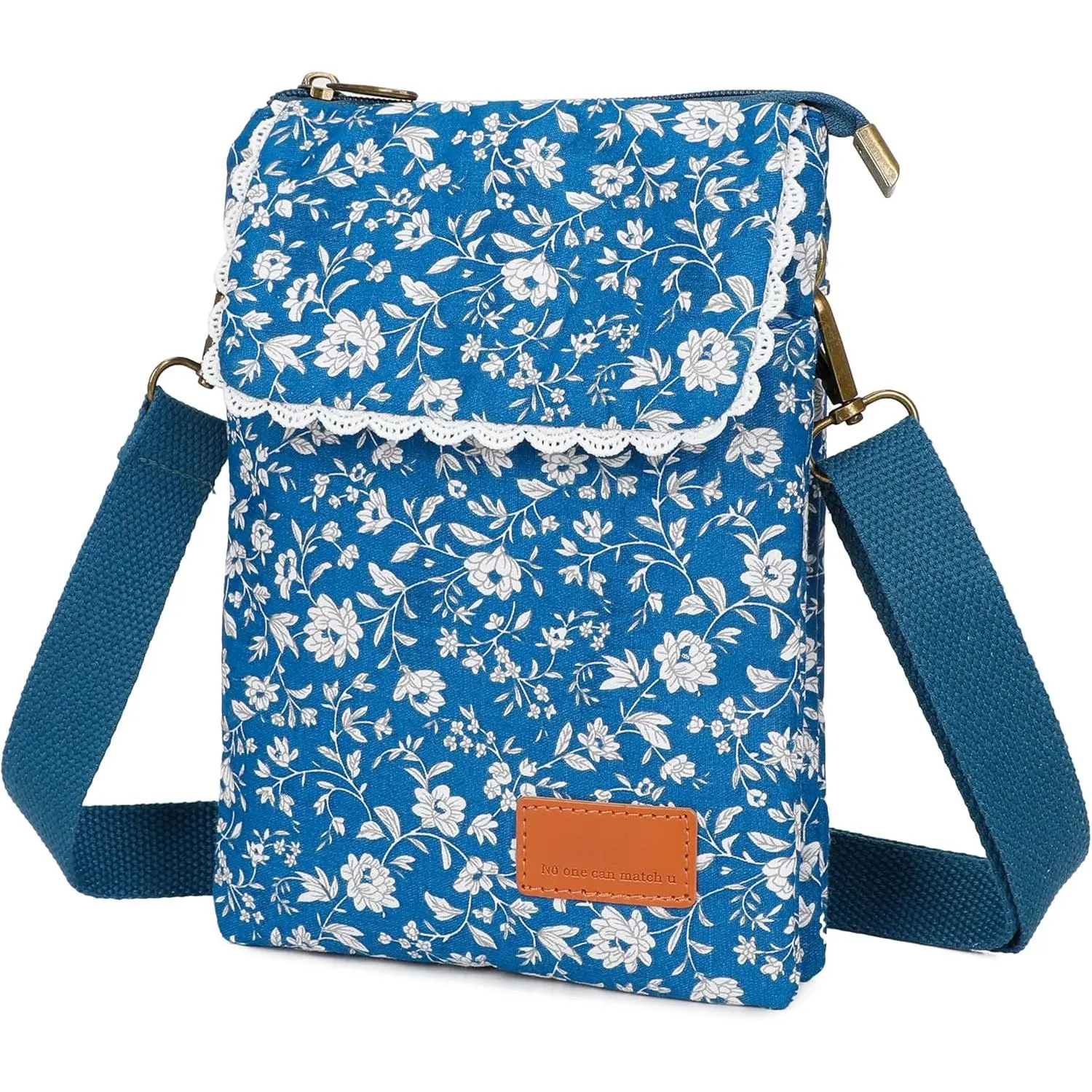 Women's Floral Print Crossbody Bag, Casual Small Red Flower Phone Purse and Wallet with Lightweight Shoulder Strap