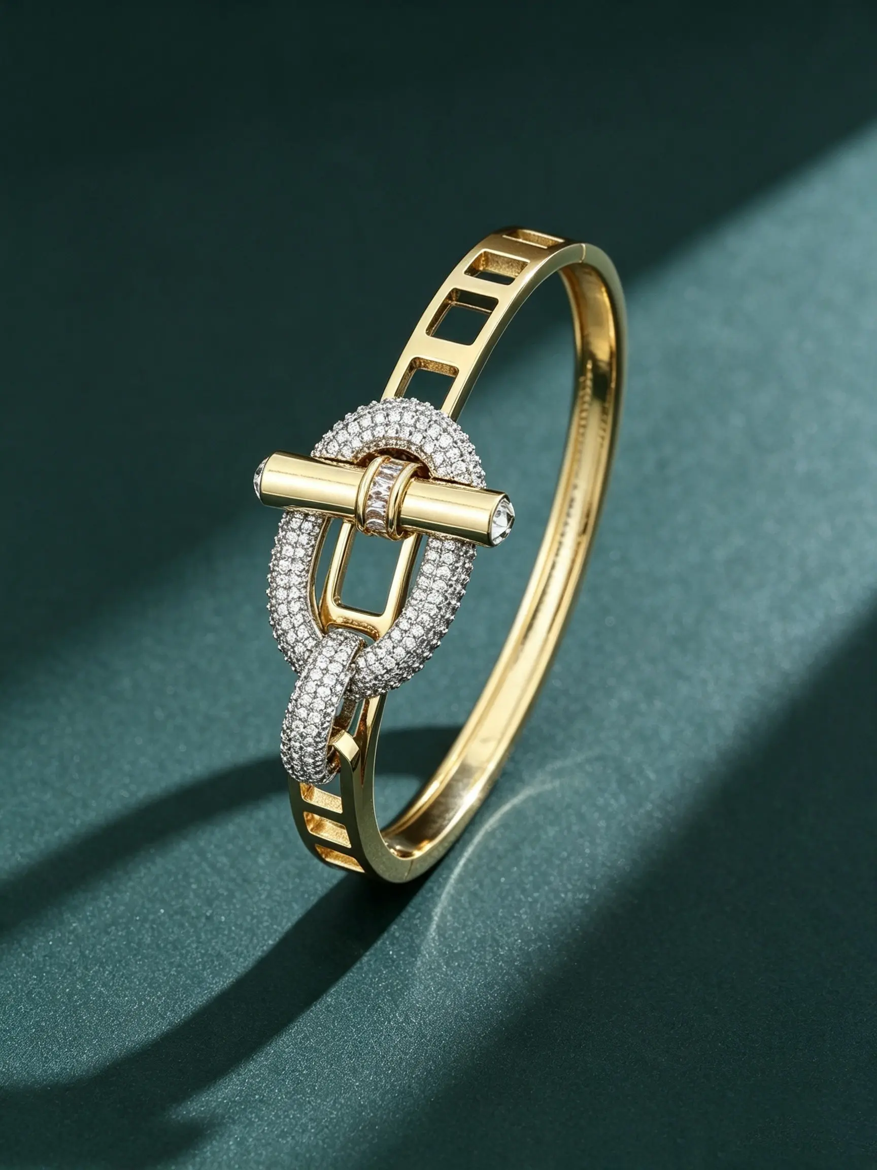 New Hollow OT Hook Series Women's Bracelet, Fashionable Lightweight Luxury Pig Nose Copper Zircon Hand Jewelry
