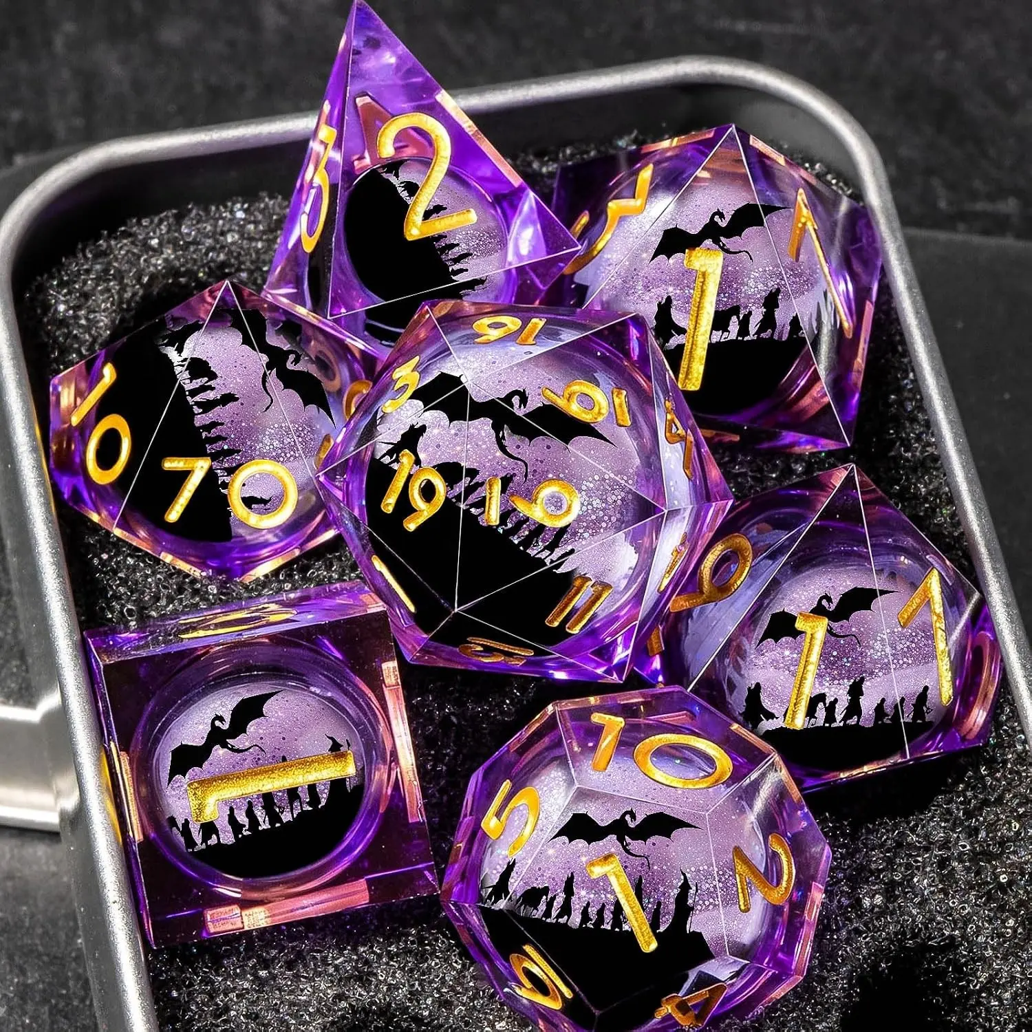 Liquid Core D&d Dice Set, Sharp Edge D&d Dice Kit, Polyhedral Rpg Dice (d6, D20), Gaming Accessories, Perfect Gift for Players
