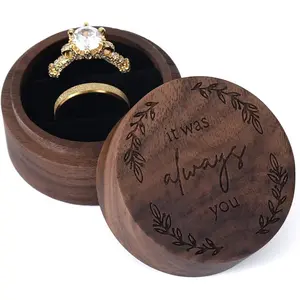 Ring Box, Wooden Ring Box for Wedding Ceremony Ring Bearer Box, Engagement Ring Holder Gift for Anniversaries day, Birthday GiftGift.