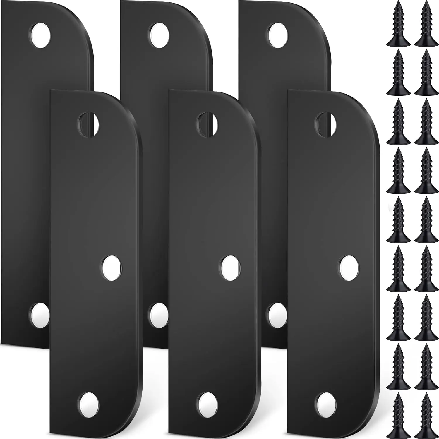 6+18 Pieces Stainless Steel Door Hinge Filler Plates Kit, 3.5x5/8" Rust-Resistant Metal Cover Plates with Matching Screws & Shims Spacers for Door Frame Fixing