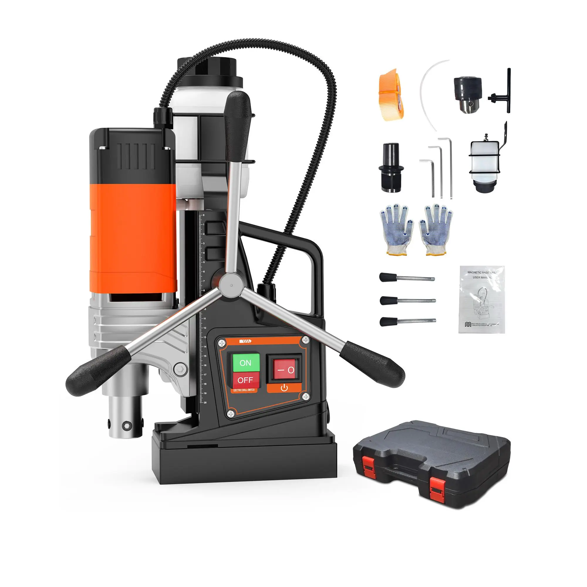 1650W High Torque Portable Magnetic Drill Press - Magnetic Power Tool, Power Rotary Tools for Steel Industrial Drilling, 40mm Max Coring, Strong Holding Force Metal Drilling Machine, High Torque Drill, 50Mm Max Drilling Depth