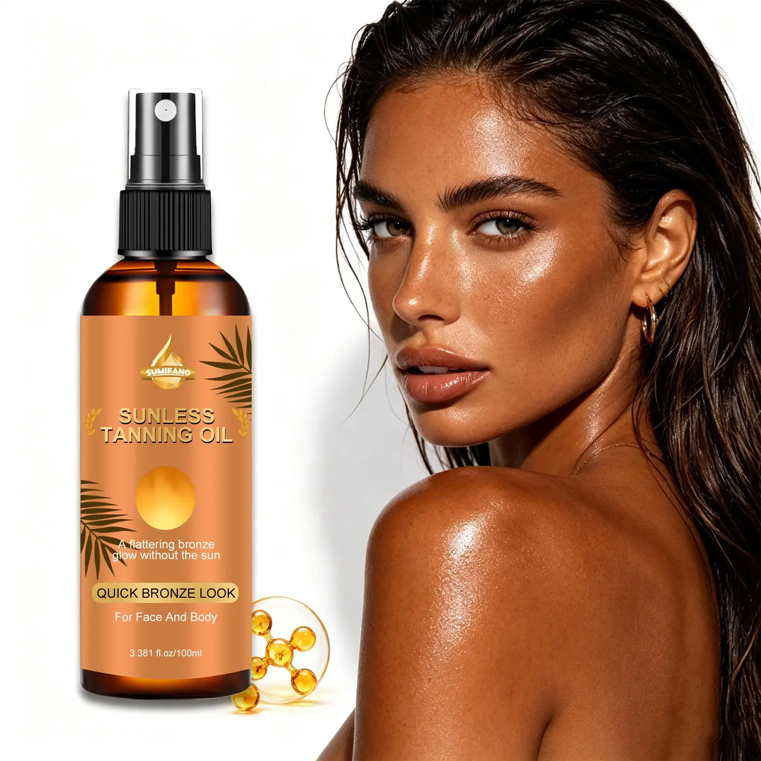 SUMIFANG No-Sun Tanning Oil 100ml – Contains collagen peptides, Vitamin C, and tranexamic acid for a bronzed finish | Suitable for face and body, provides a flawless, even glow | Suitable for men and women | All skin types, especially sensitive skin.