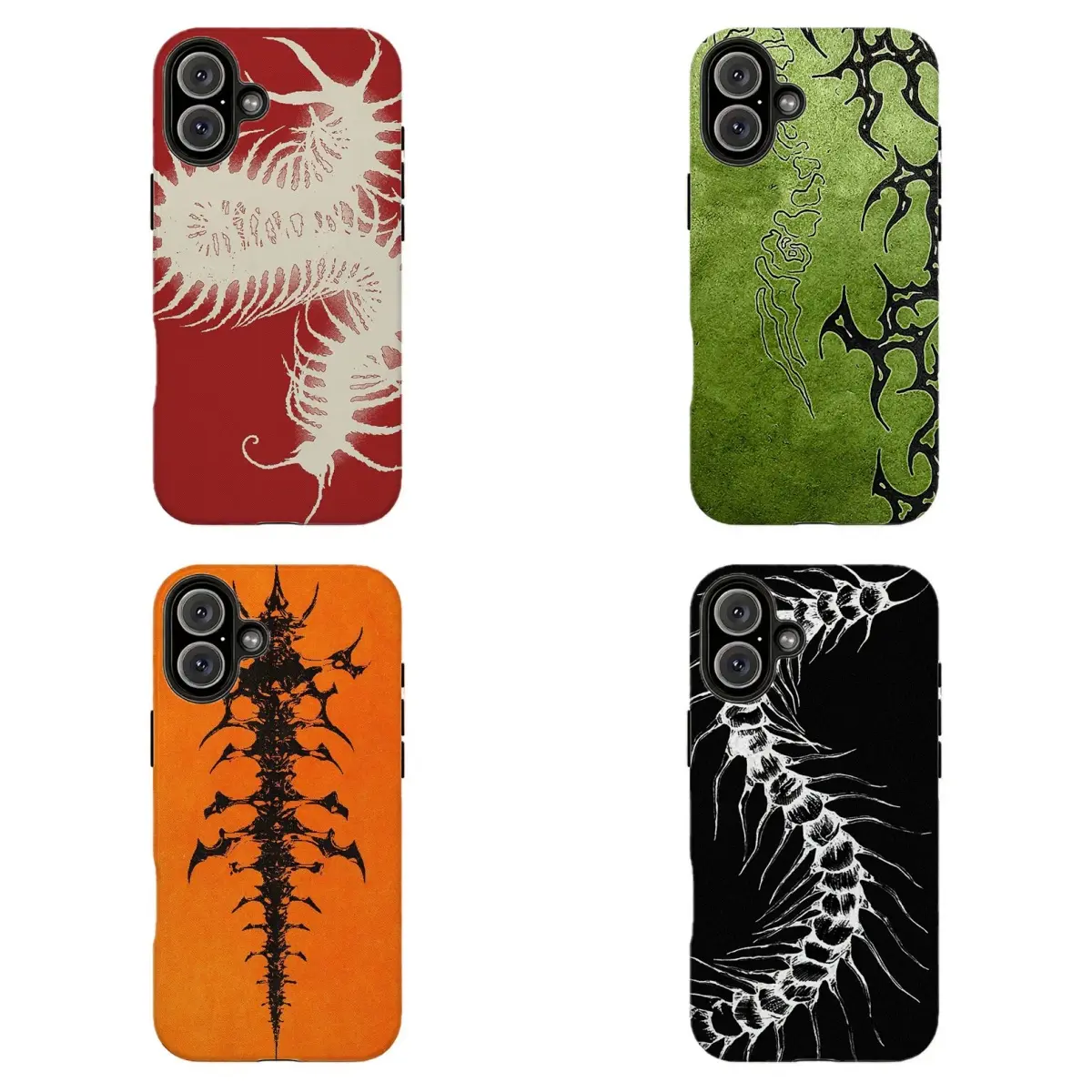 Vintage Textured Red/Green/Orange Base Bug Cover | Y2K Weirdcore Vibe  , For iPhone 11 12 13 14 15 16 17 Pro Max For Samsung S26 S25 S24 S23 S22-Gift For Her/Him/Anime lovers