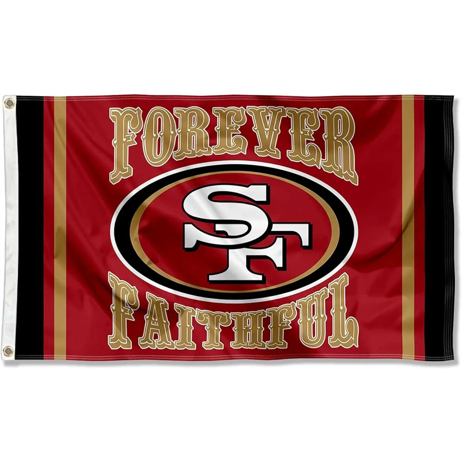 San Francisco 49ers Forever Faithful Sports Collectible Flag, 60x90cm/2x3ft Fabric Banner, Lightweight Print, Wall Decor Flag, Outdoor Decor for Fans, Party Use
