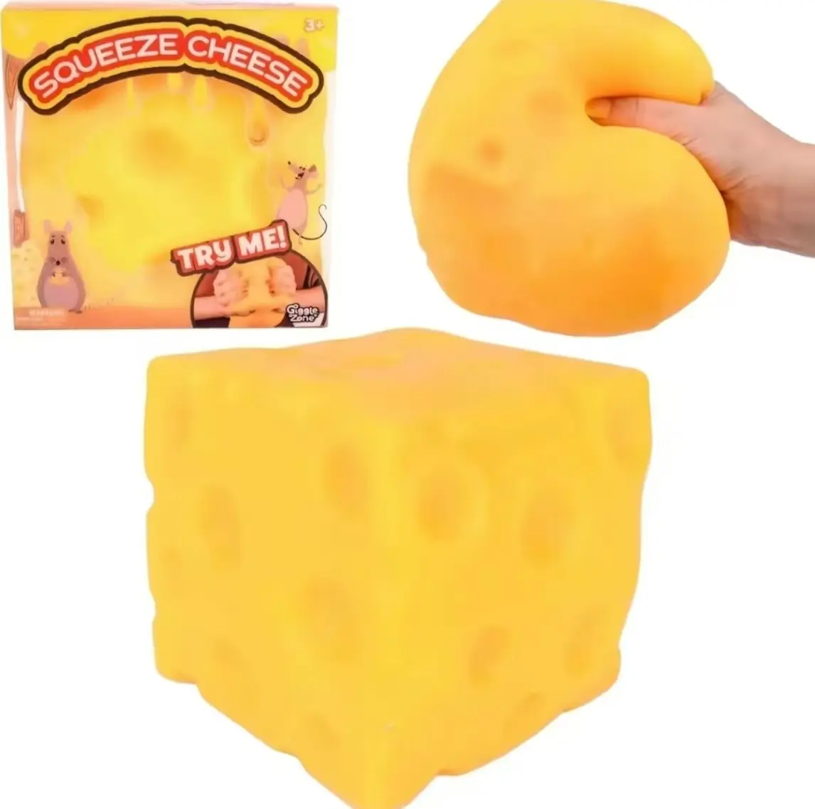 Yellow Cheese Squishy Block Stress Ball - 4.25"x4.25" BPA-Free ASMR Oddly Satisfying Soft Moldable Squishy, Kids' Anxiety Fidget Stress Relief Sensory Toy, Summer Birthday Gift for Fun & Relaxation #summerwins