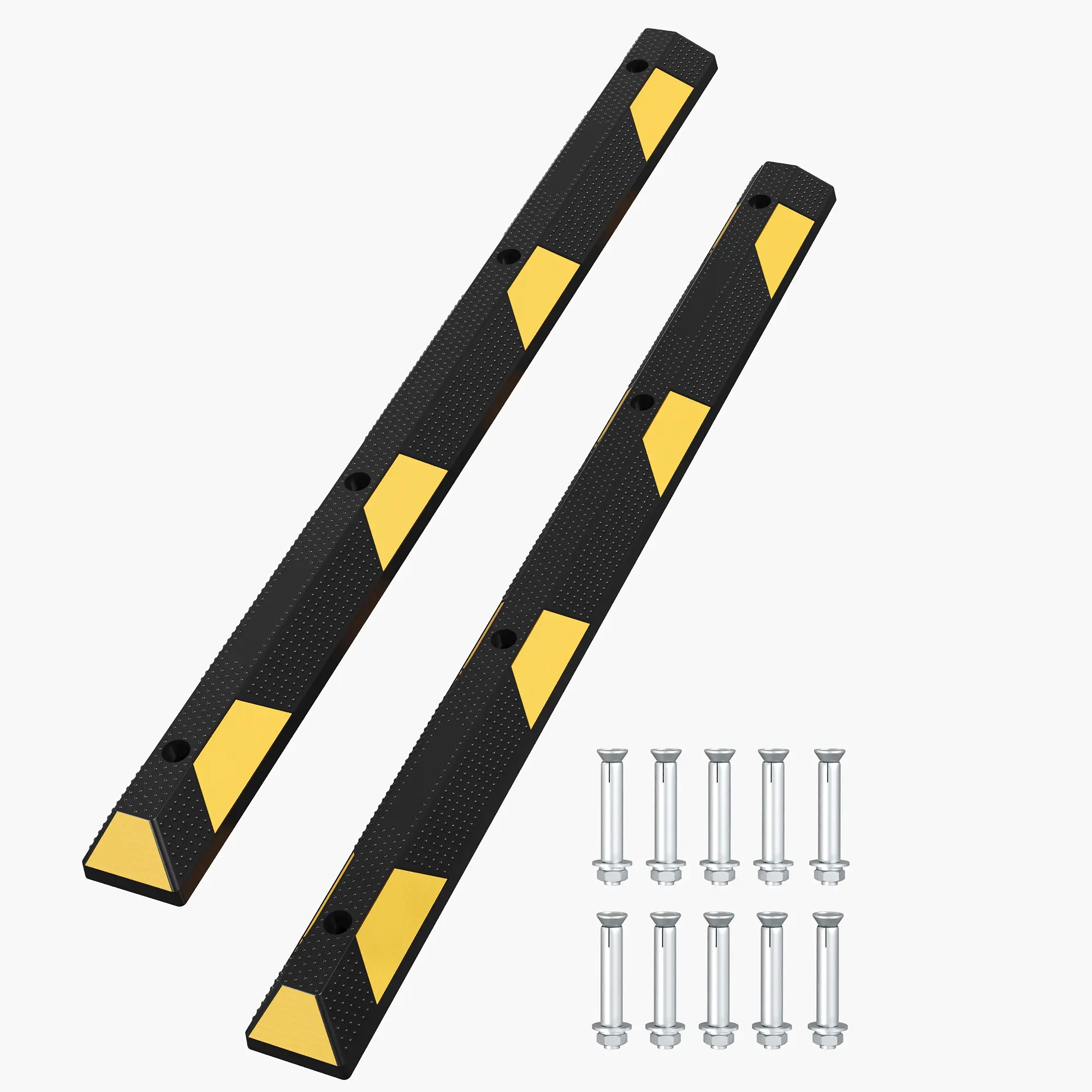 Garvee 72 inch Rubber Parking Curb Wheel Stop 2 Pack, 6ft Heavy Duty Synthetic Rubber Speed Bump for Parking Lot Driveway, Dark Yellow - Premium 90%+ Rubber Parking Curb with 10 Anchor Nails