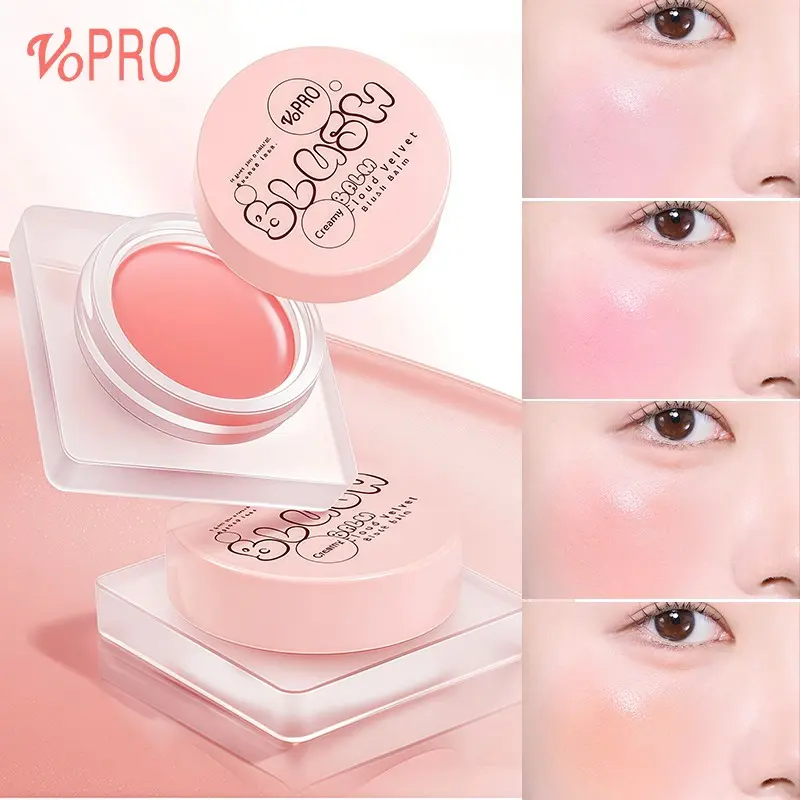 VOPRO Dewy Cream Blush Balm Natural Flush Cheek Color Multi-Use Long Lasting Blendable Makeup For Lips And Cheeks