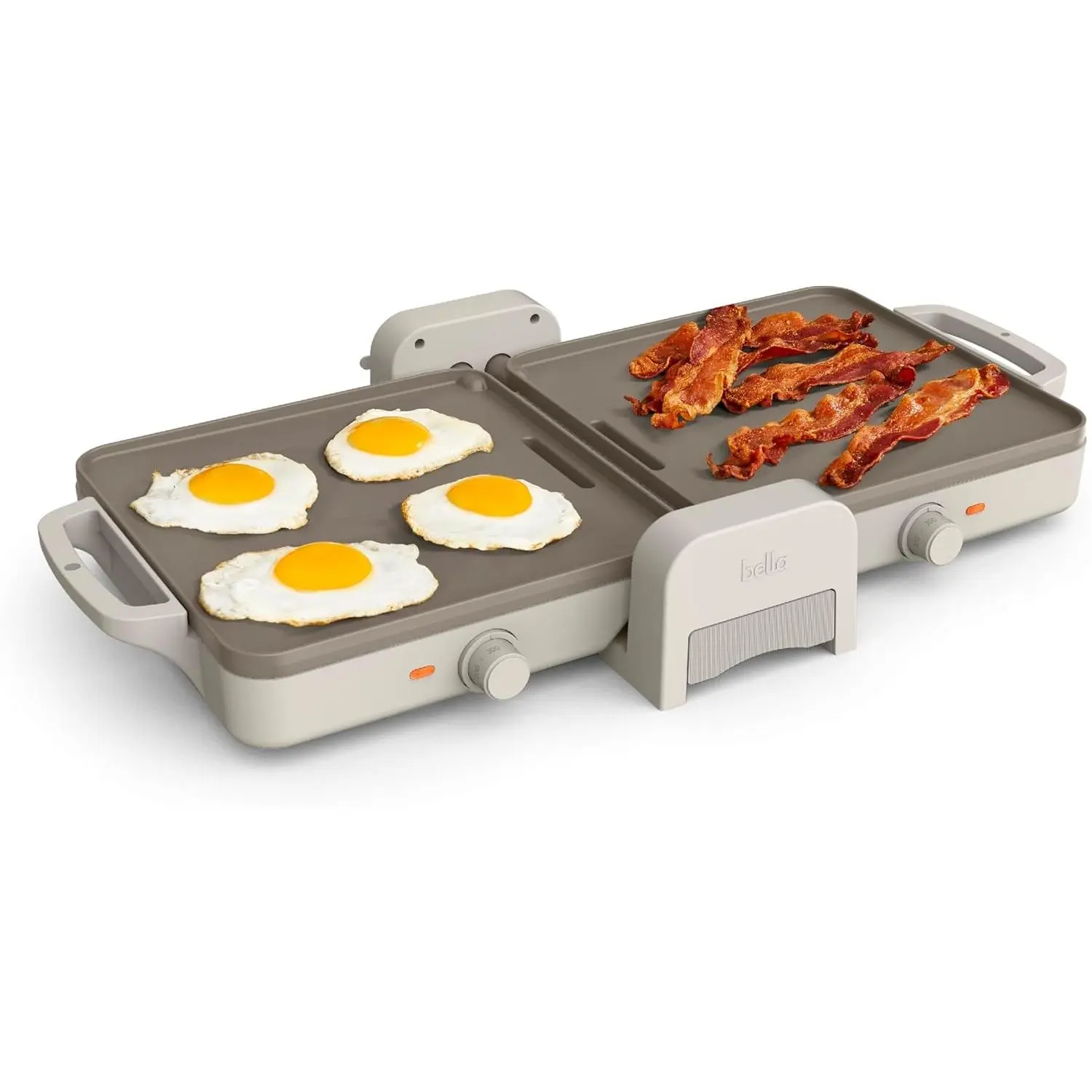 10"x 20" Ceramic Fold-n-Store Dual Temp Griddle, Fits-anywhere Kitchenware, EverGood Ceramic Nonstick Coating, 2 Temperature Zones up to 400°F, Dishwasher Safe Drip Tray, 1500 Watt, Oatmilk