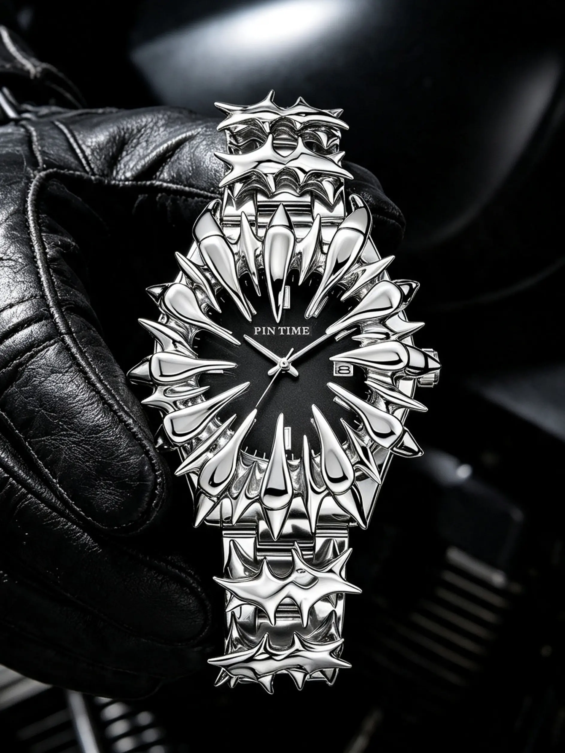Men's Quartz Watch, Hip-Hop Cowboy Style, Handmade Unique Design, Vampire Dragon Scale Spike Welded Watch, Perfect for Daily Wear or Gift
