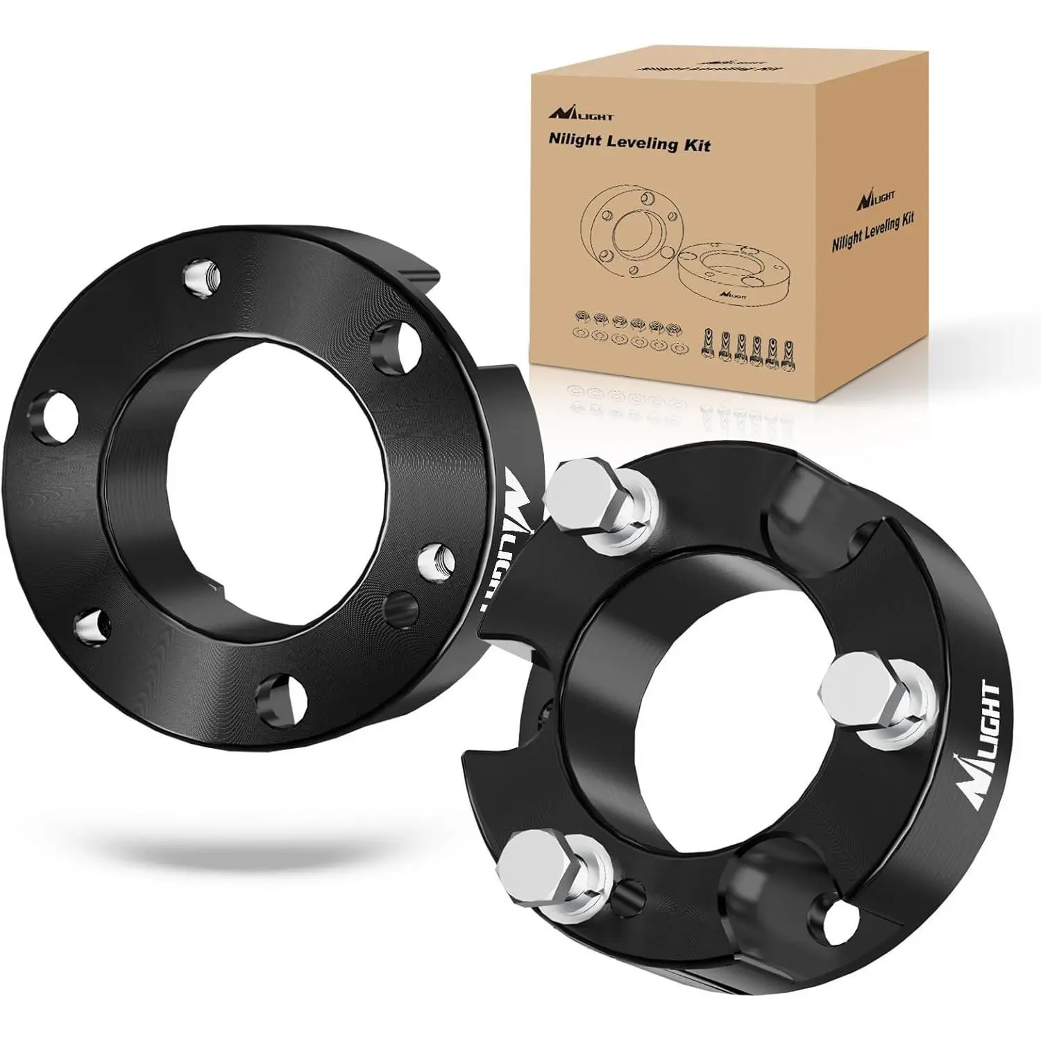 Nilight 2.5in Lift Kit - 6061 Aluminum Alloy Front Strut Spacers with Corrosion, Rust & Wear Resistance for 2019-2022 Ford Ranger 2WD/4WD, Bolt-On Front-Raising Suspension Component That Raises Front, Rustproof