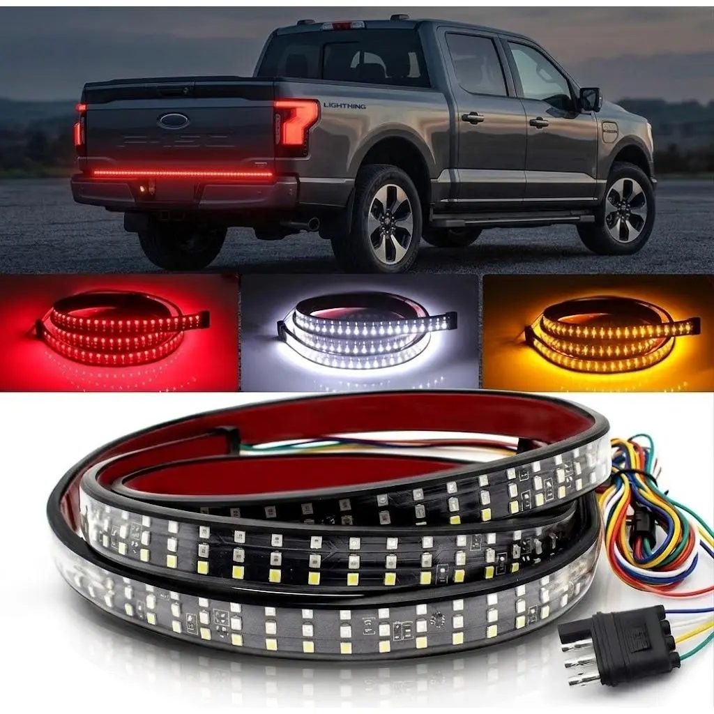 Universal 60" LED Tailgate Light Bar, Sequential Turn Signal & Brake Light Strip, Plug-and-Play IP67 Waterproof Truck Accessories for Ford F150 F250, RAM 1500, Chevy Silverado, SUV