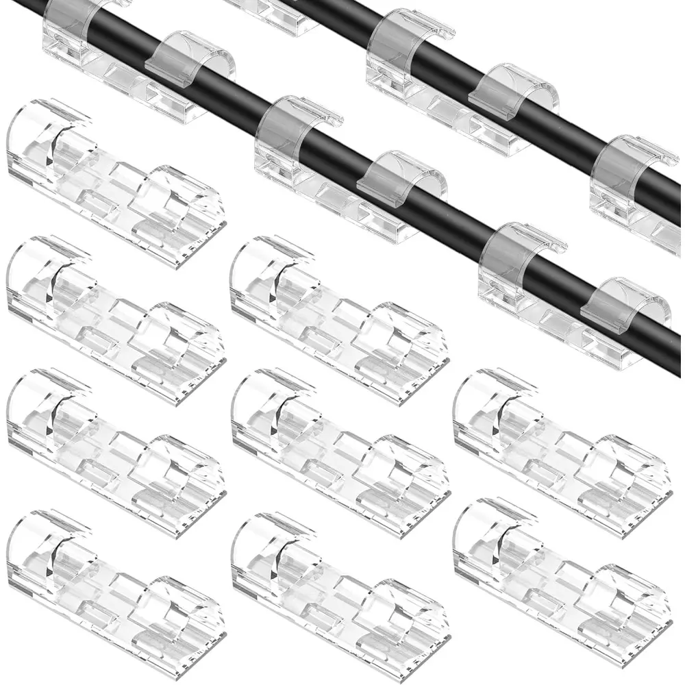 20 Pack Adhesive Cable Clips Clear,6mm Wire Holders for Cords | Cable Management Clips for Desk Car Office,Cable Wall Clip Cord Organizer, Outdoor Light Clips for Christmas Lights