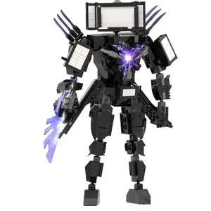 2026 hot item Hot Skibidi Toilet Gold Clock Titan Drill Man Building Blocks Sets The Audio Man And Camera Titan Man For Kids Birthday Gifts