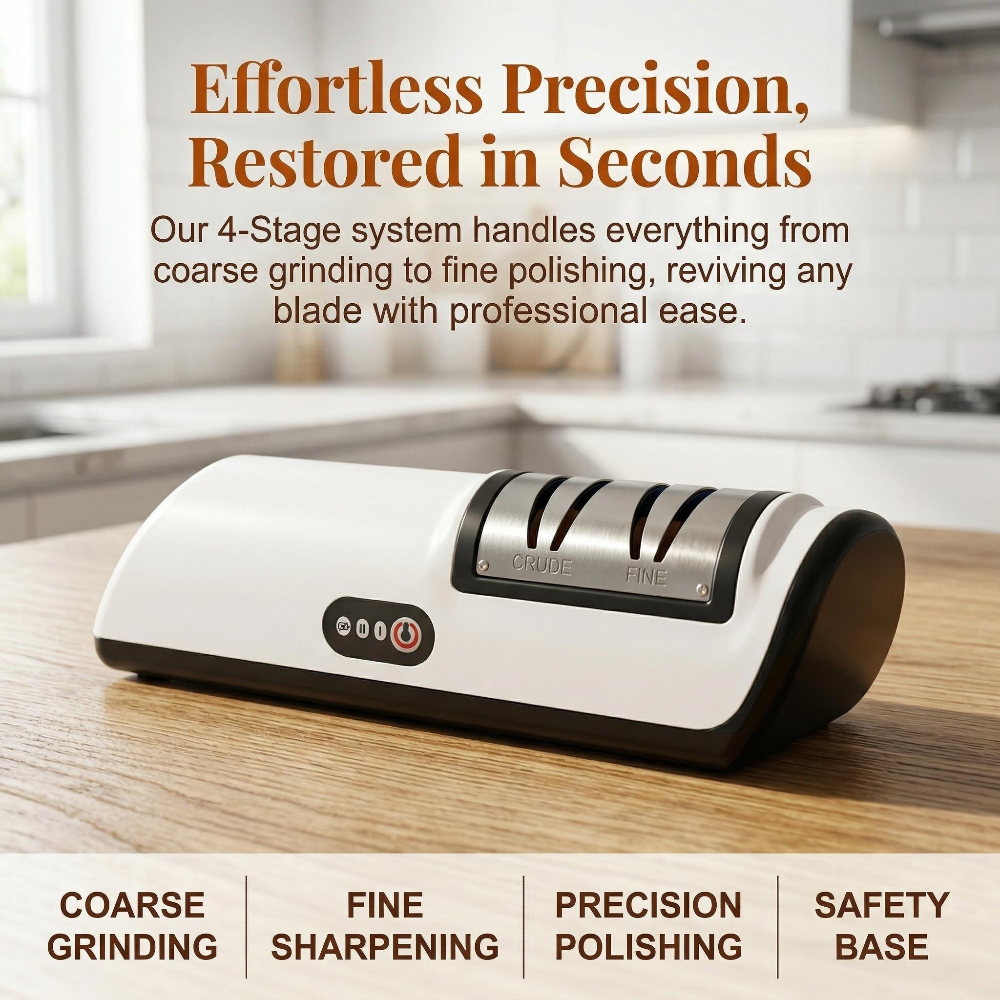4-Stage Electric Knife Sharpener| Professional Kitchen Knife Sharpening System, Fast & Precise Blade Repair Tool for Home Chefs, Stainless Steel Knives & Daily Use