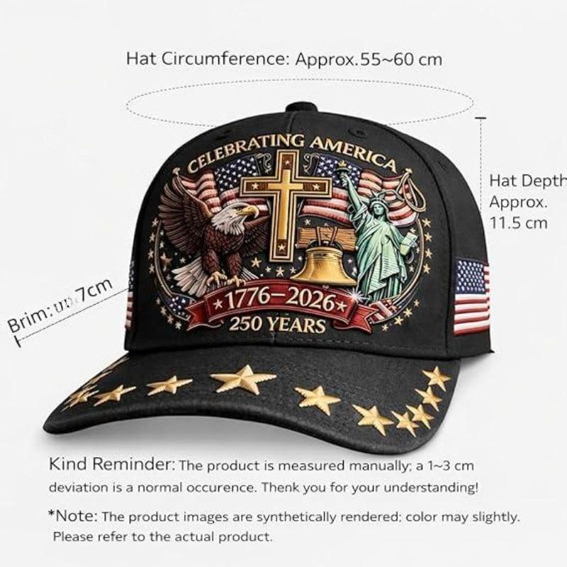5PCS 1776-2026 US 250th Anniversary Vintage Dad Caps |   Patriotic Flag & Cross Print Baseball Hats for Men & Women