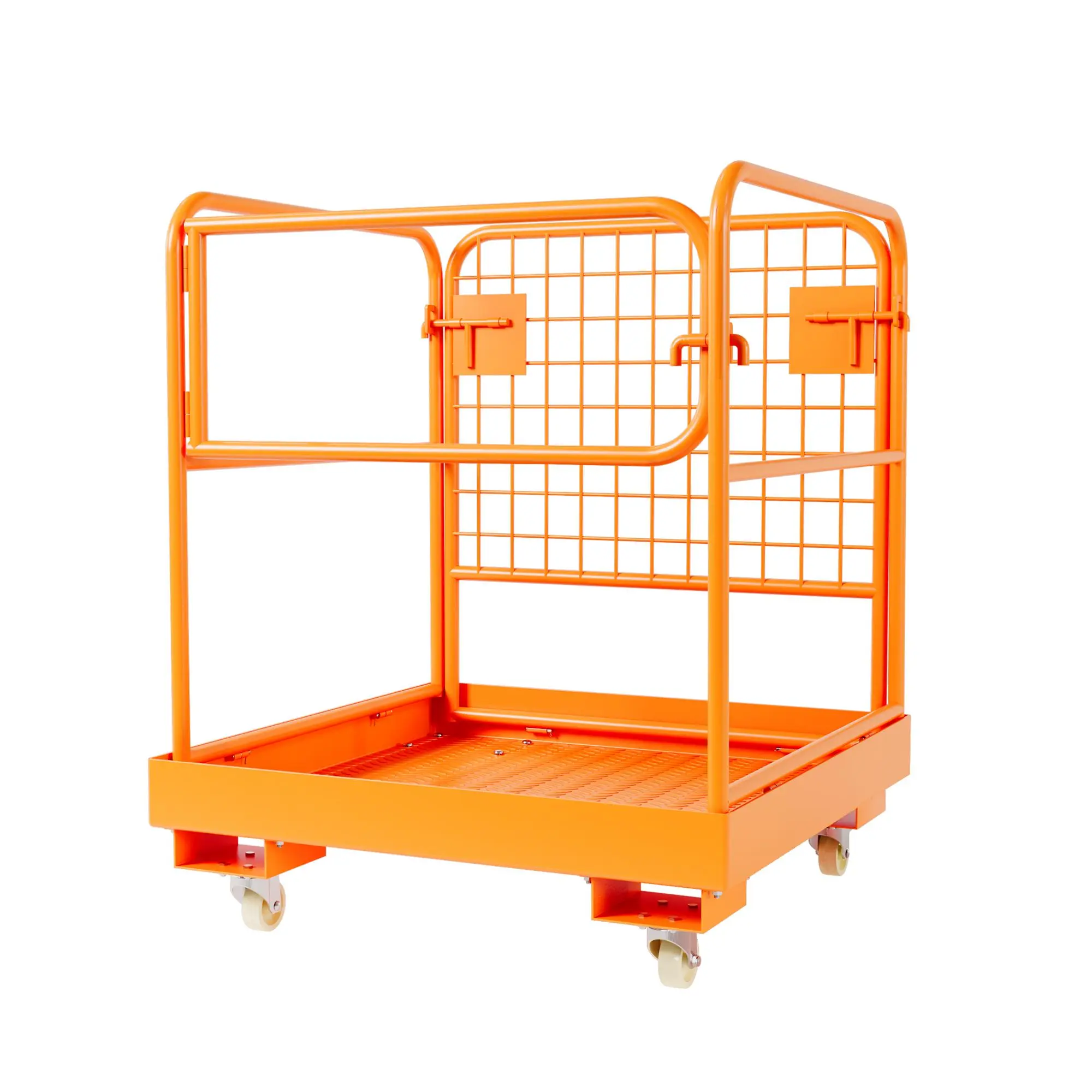 Industrial Steel Forklift Safety Cage - 36" x 36" 1800 lb Capacity Heavy-Duty Collapsible Lift Basket with 4 Wheels, Mesh Door, Aerial Work Platform for Lifting, Loading & Painting Walls, Workers