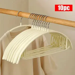 10 Pcs Non-Slip Metal Hangers, Anti-Mark Polished Clothes Hangers, Space Saving Suit Coat Sweater Hangers for Home Closet