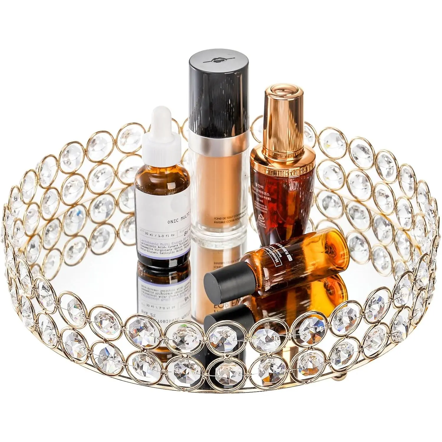 Mirrored   Makeup Tray, 10 Inches   Tray,  Trinket Organizer Tray, Ornate Decorative Tray for Perfume,  and Makeup