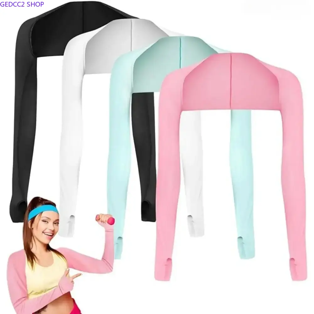 Women Polyester Cooling Sun Sleeves, UPF 50+ UV Protection Breathable Shawl Style Stretch One Size Arm Covers for Outdoor Sports