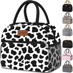 Lunch Bag Women,Cow Print Lunch Box for Women Adult Men, Insulated Reusable Small Leakproof Cooler Cute LunchBox Tote for Work Office Picnic Beach or Travel (Cow)