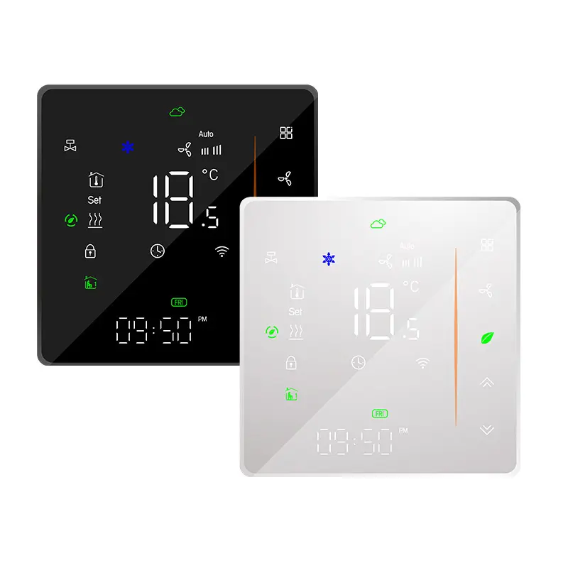 Smart Wi-Fi HVAC Thermostat (8.6x8.6cm Standard Panel Size) - Wireless Connectivity Temperature Control System, 3-Speed Fan Coil Control Panel, Cooling-Heating Modes, Durable High-Strength Casing for Home, Office
