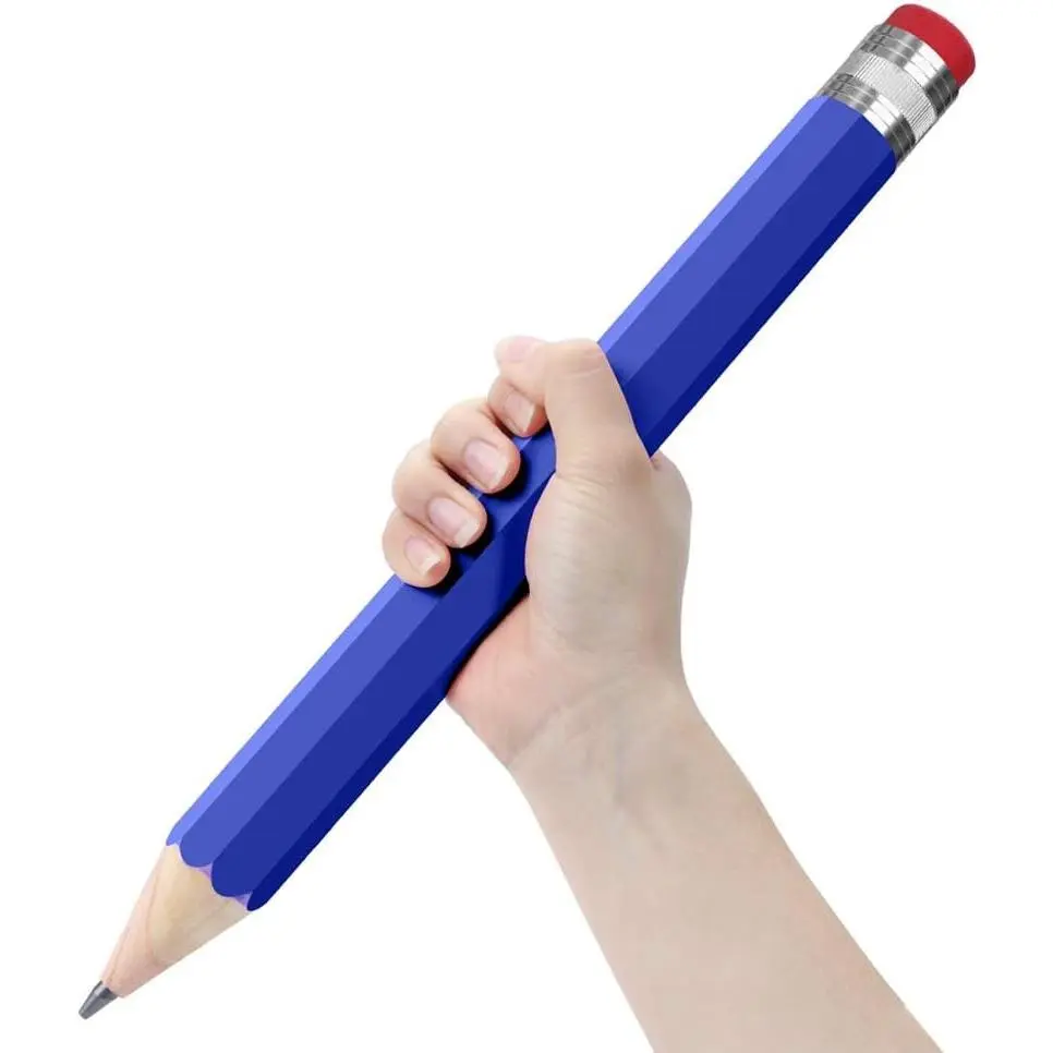 Pencils for Prop/Gifts/Decor - 14 Inch Jumbo Wooden Big Novelty Pencil with Cap for Schools and Homes (Blue)