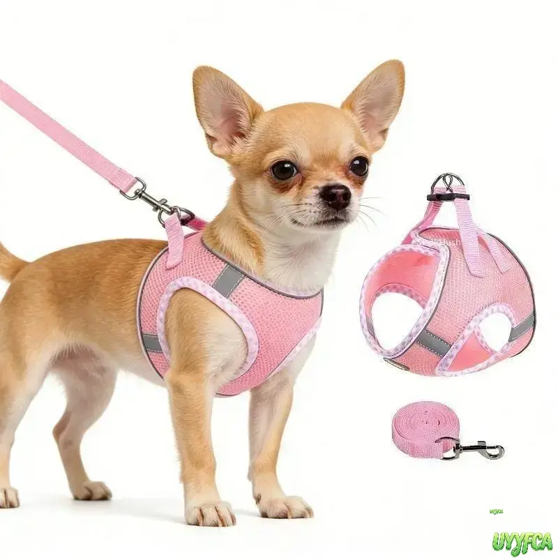2026 New 2Pcs Dog Harness and Leash Set, Adjustable No Pull Dog Chest Strap, Outdoor Walking Pet Supplies for Small Medium Large Dogs Reflective Step-in Dog Harness & Leash Set, Soft Mesh No Pull Puppy Vest Harness, Adjustable Lightweight Walking Gear