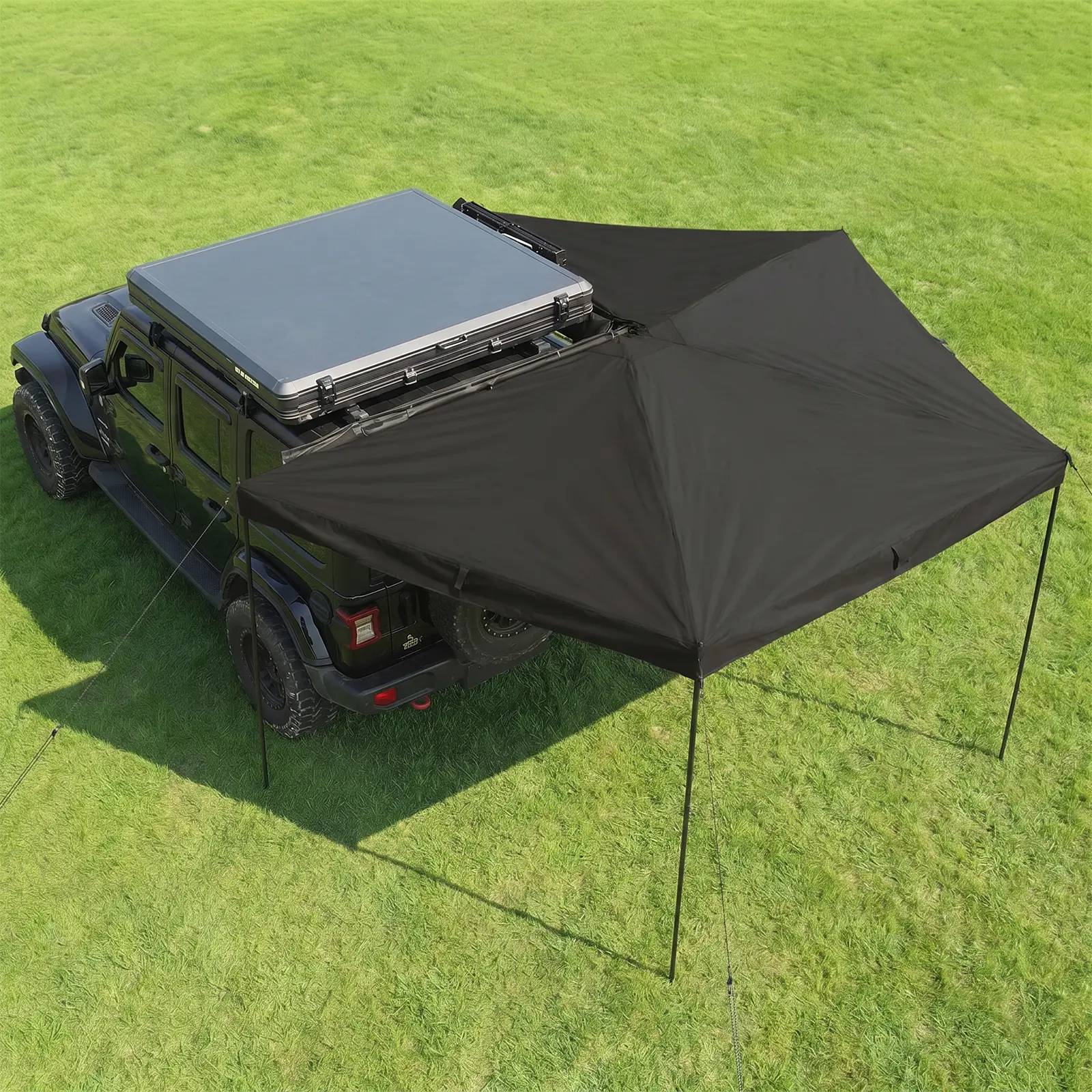 270 Degree Passenger Side Car Awning | 6.6ft Pull-Out Vehicle Awning with 280G Ripstop Blackout Coating, Wind Resistant, Waterproof Sun Shelter for Car/Truck/SUV/Van