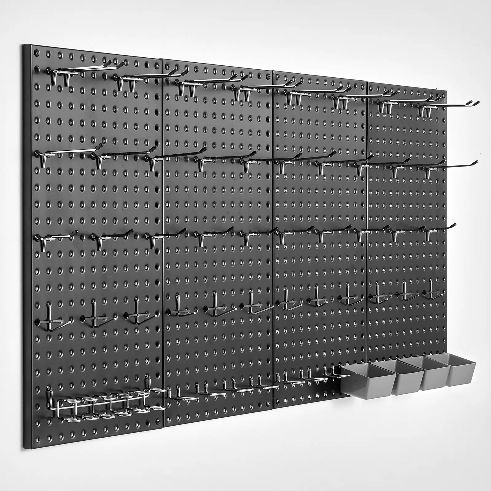 Metal Pegboard Panels, 24" x 12" Pegboard, 4 Panels, Heavy Duty Peg Board Wall Organizer with Accessories, for Living Room Garage Tool Storage Office Organization Craft Room Kitchen Home, Black