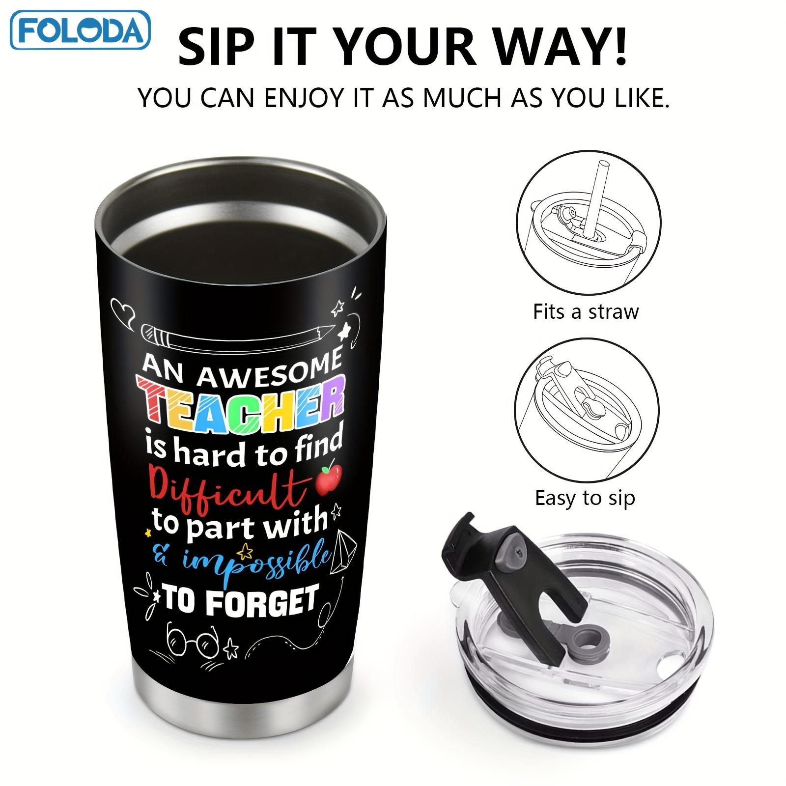 Foloda-Fun Teacher Tumbler Stainless Steel 20oz with Lid, Teacher Coffee Mug-Teacher Travel Cup-Teacher's Accessories Gifts for Women Men Teacher Roommate for Christmas Birthday Teachers 'Day Perfect Art Gifts Outdoor Travel Cup-Keep Drink Hot&Cold