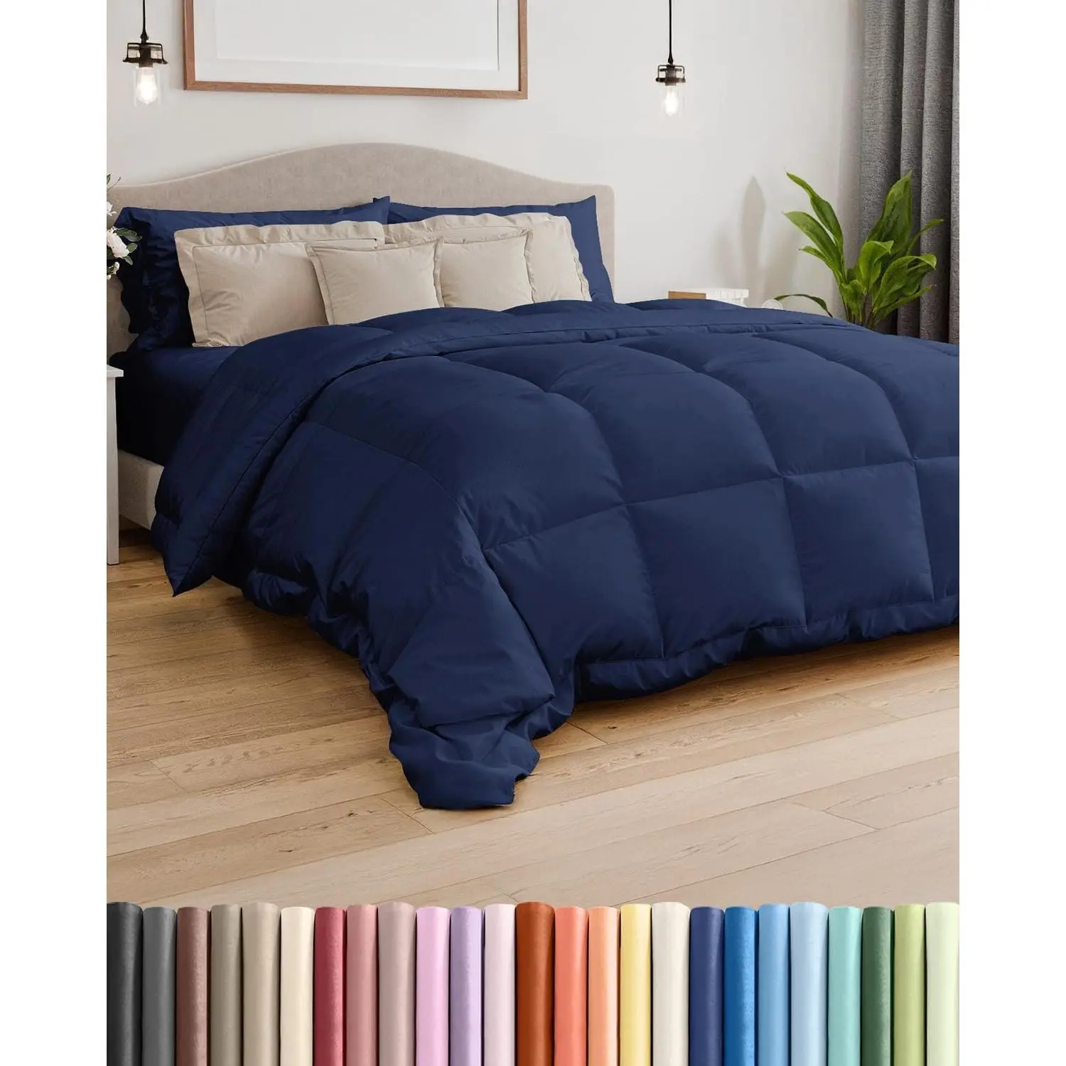Twin Size, Navy Blue Alternative Down Comforter - Warm, Lightweight & Breathable Hotel Quality Bedding Set for Men, Women, Kids & Teens - All Season Oversized Cooling Microfiber Duvet Insert Comforter