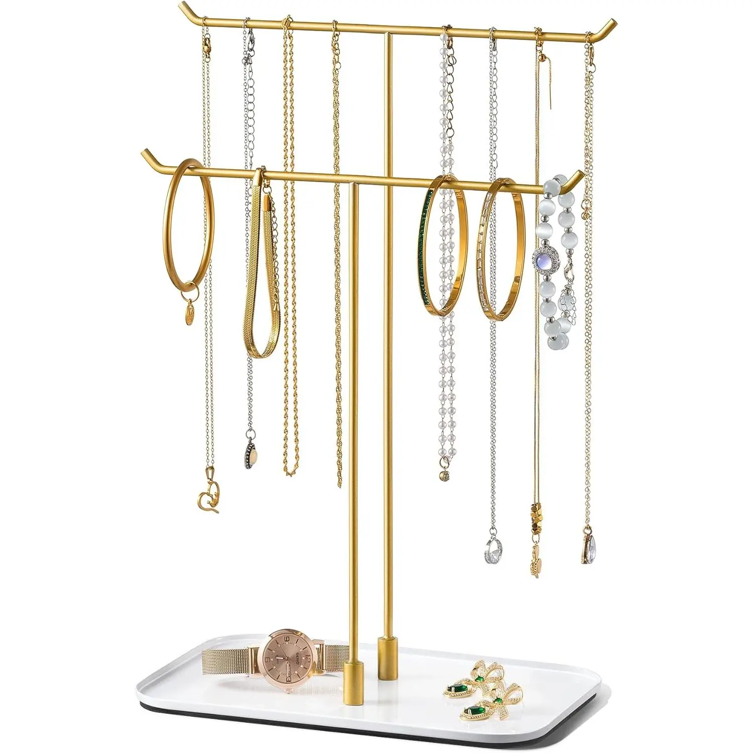 Necklace Stand Aesthetic Necklace Holder: Metal Necklace Organizer for Home Decor, Gold