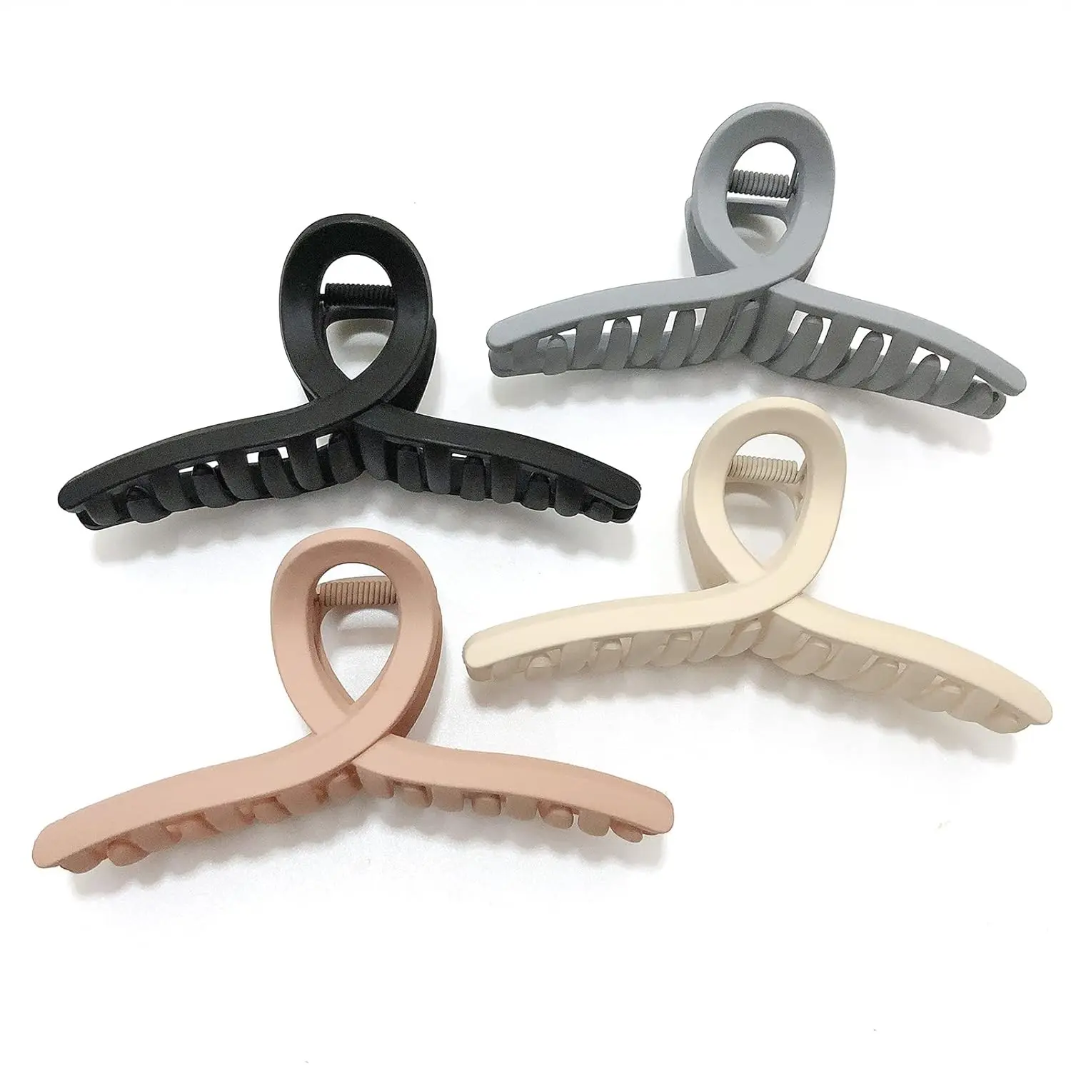 Women's 4-Pack 4.3-Inch Large Matte Non-Slip Butterfly Hair Claw Clips, Suitable for Thin, Fine or Thick Hair