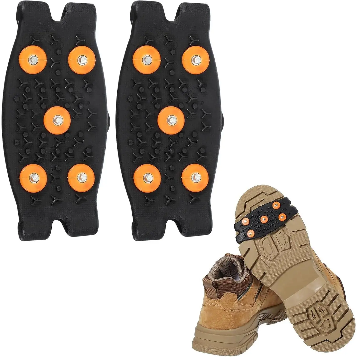 Non-Slip Ice Grippers Traction Cleats with 5 Steel Studs for Snow Shoe Grip