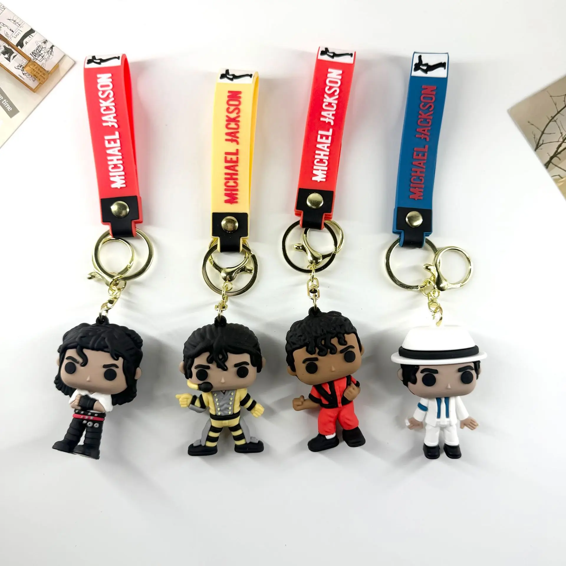 Creative cartoon blind box Michael Jackson doll keychain pendant bag car keychain accessories campingessentials