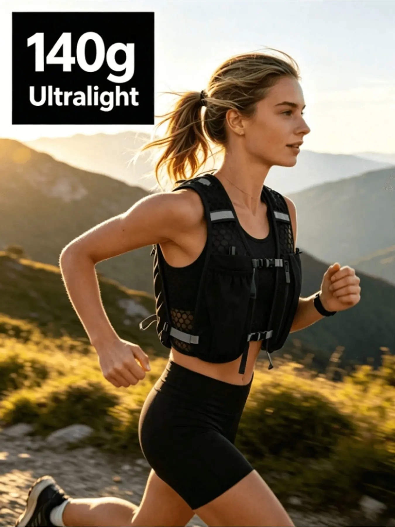 Lightweight Breathable Running Vest Backpack for Men Women, Reflective Multi-Pocket Hydration Pack with Water Bottle & Phone Pocket, Marathon Trail Hiking Cycling Backpack for Outdoor Sports School Activities