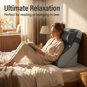 Adjustable 2-in-1 Reading Wedge Pillow Memory Foam Back Support Cushion Ergonomic Seat Pad for Floor Sofa Bedroom