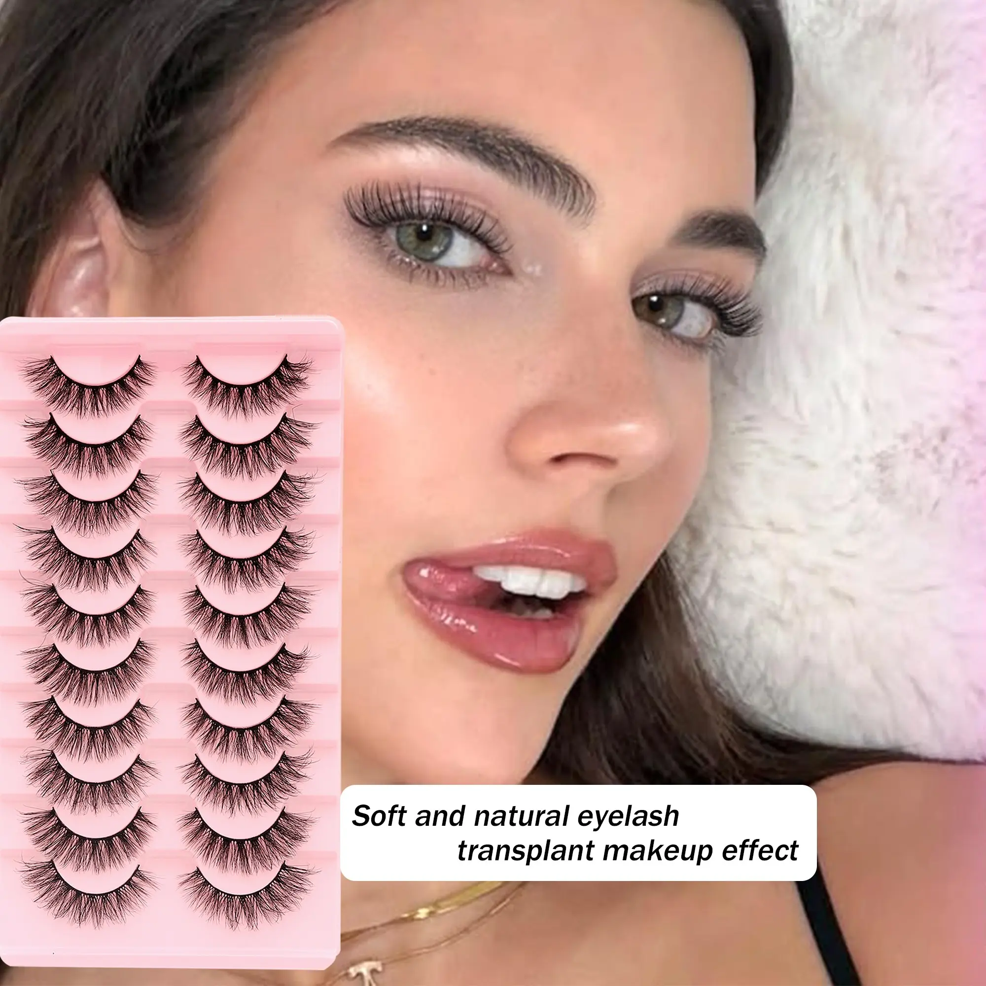 10 Pairs 3D Voluminous Segmented False Lashes, Gradual Length 6mm-18mm, Lightweight Soft Fiber, Reusable Natural Look Eyelash Tools