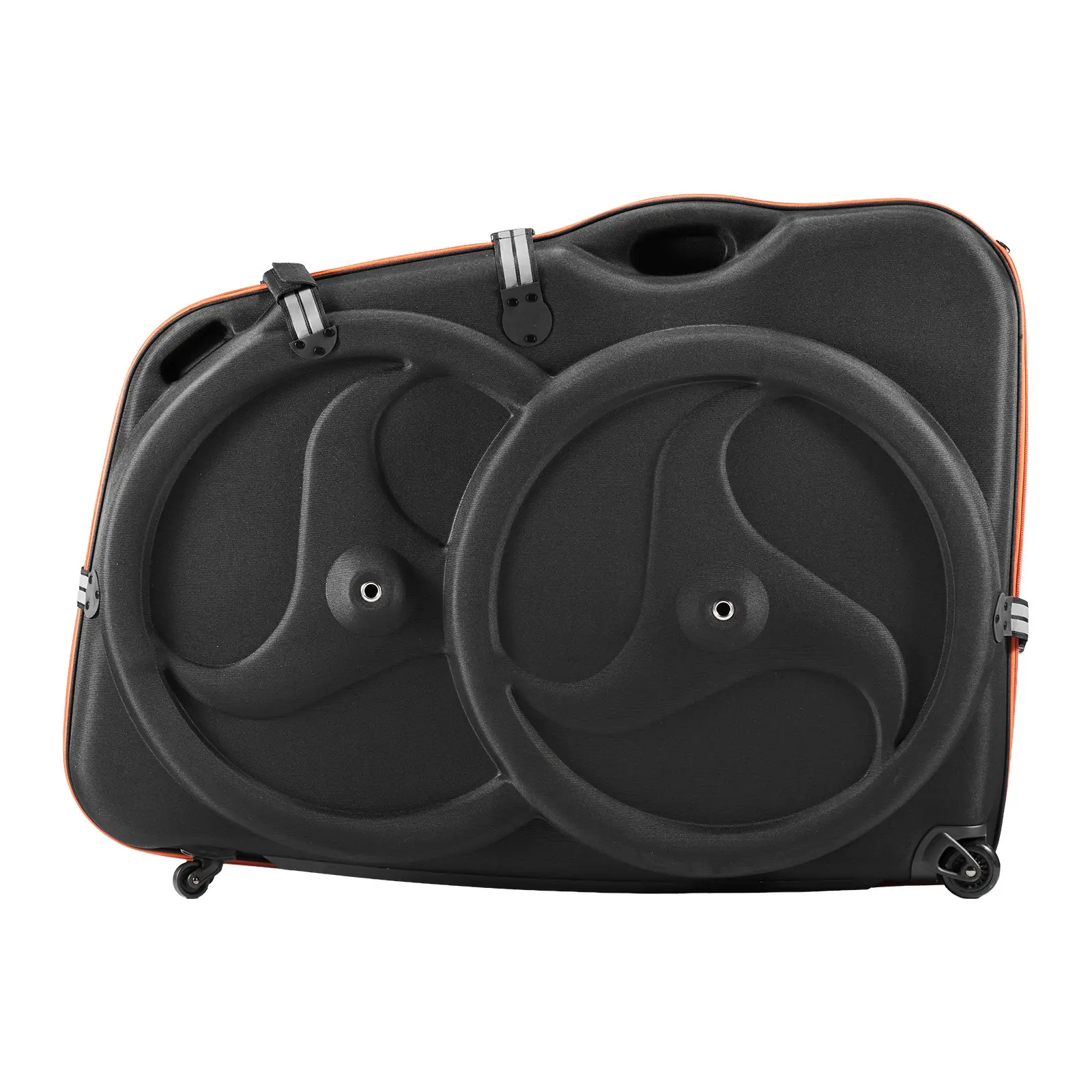 VEVOR Bike Travel Case - EVA Hard Shell Bicycle Bag with Quick-Release Buckle, Dual Zipper, TSA Lock, Wheels, for 700C Road Bikes, Travel via Flights, Trains, Road Trips (Black)