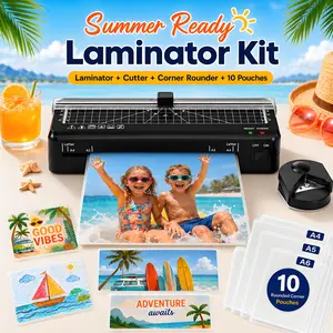 4 in 1 Laminating Machine A4 laminator with Integrated Cutter, 60s Warm Up, Never Jam Technology, Safe and Reliable MiniLaminater for Photos/Docs/Cards, Suitable for Family, Office and School