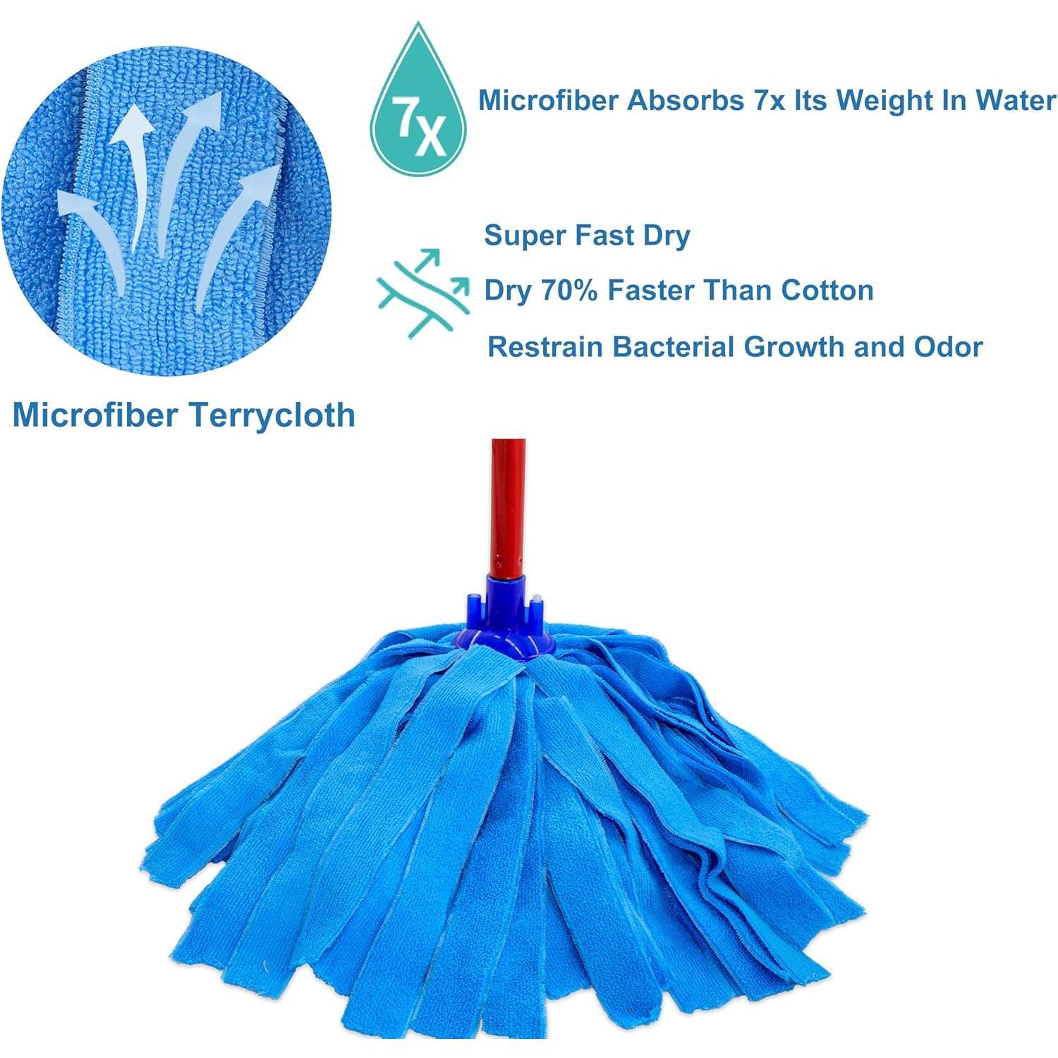 Microfiber Cloth Mop  Replacement, String Mop Refills Screw onto  Standard  Threading Pole Mop Handle Rod- 3 Packs