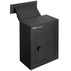 VEVOR Through The Wall Drop Box, Heavy Duty Steel Through the Wall Mailbox with 2.8-7.9" 13" Combination Lock, 13x7x17 Mail Drop Box, Black