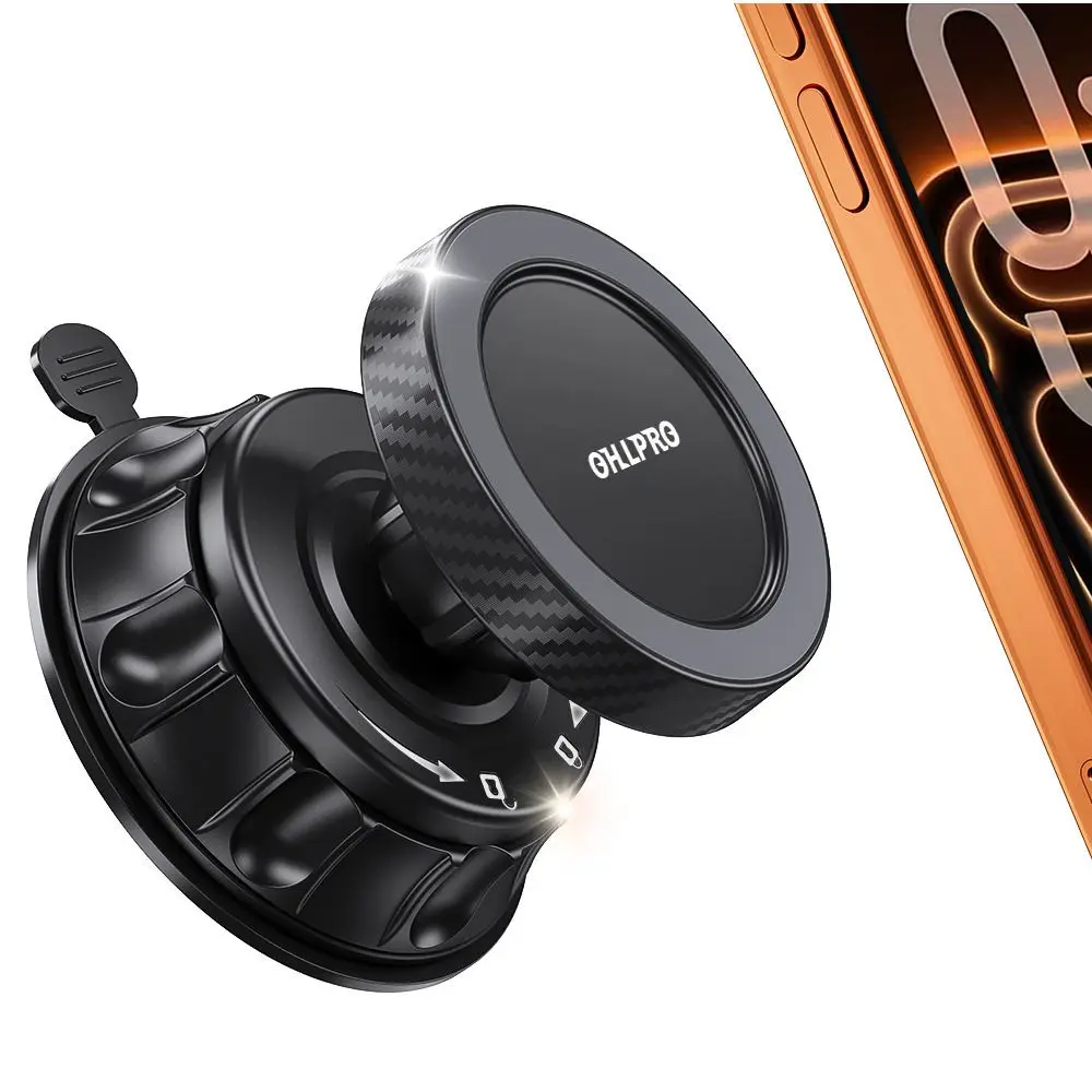 OHLPRO Magnetic Smartphone Holder for Car Windshield Bathroom Kitchen — 360° Rotating Suction Cup Wall Mount for iPhone 17 Pro Max Samsung Galaxy S26 Ultra Google Pixel 10a iPad Pro Galaxy Tab