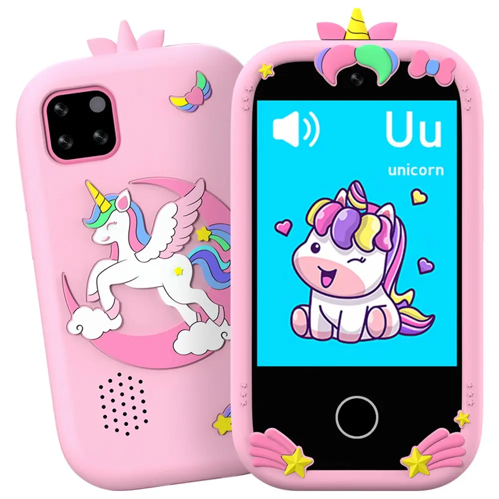 FUFFi-Kids Phone, Cute Pegasus/dinosaur Design, Multifunction, 2.8 Inch Screen, 300k Pixels, Flashlight, Camera, Video, Learning, Game, Educational Toy Phone