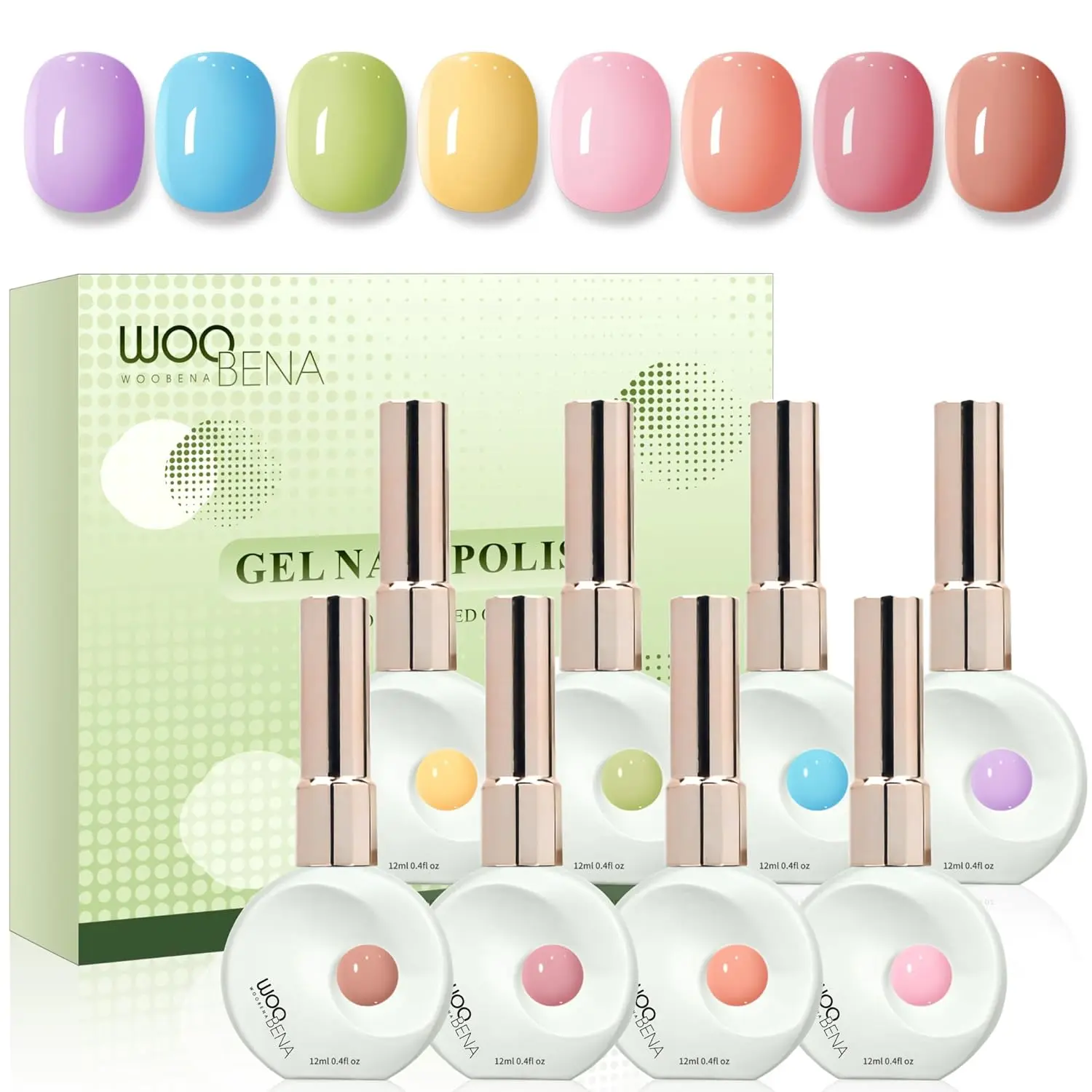 8-Color HEMA/TPO-Free Jelly Nail Polish Bottles, Salon-Quality Candy Colors for Home Casual Nail Day Spring-Summer DIY Art, Jelly Nails