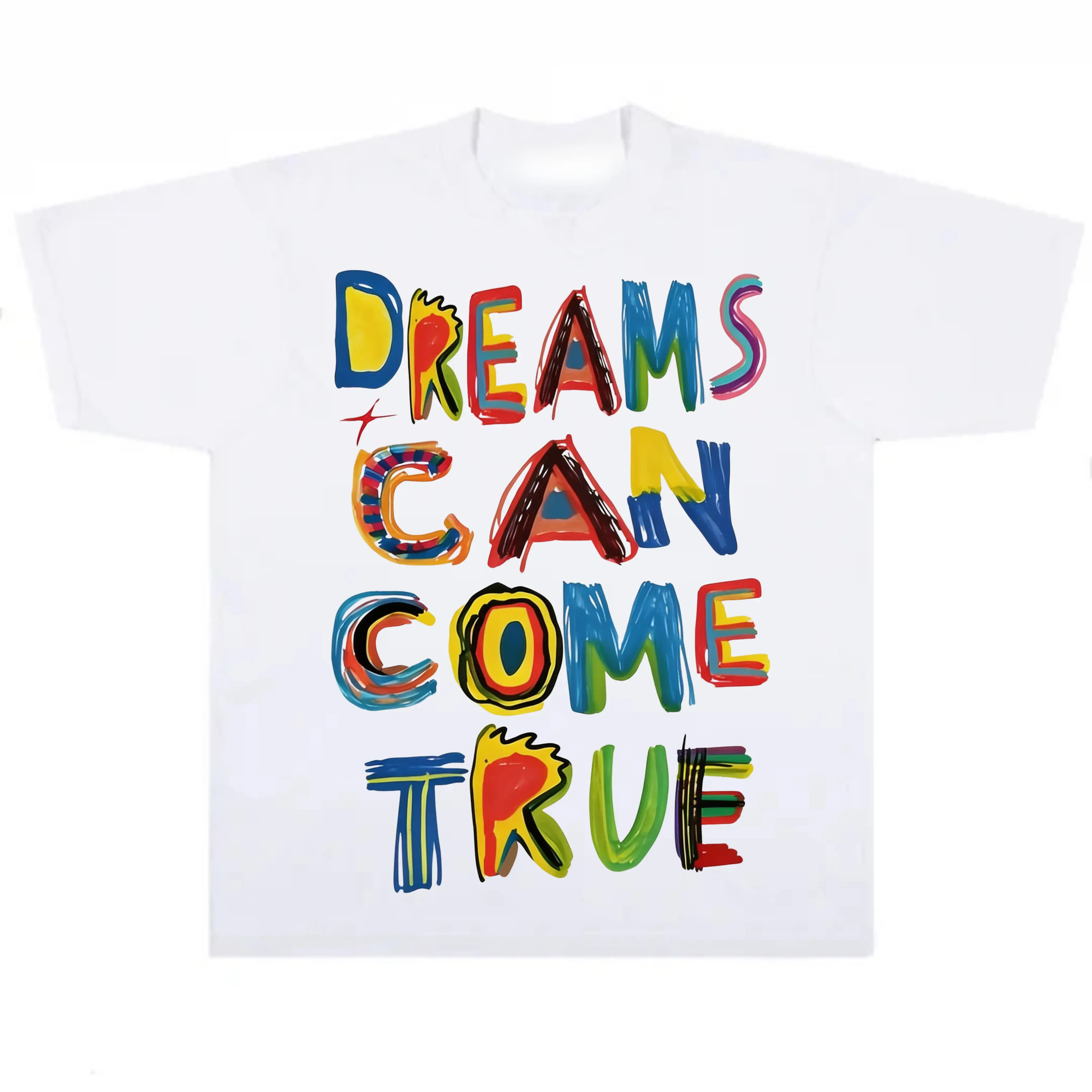 Dreams Can Come True Graphic Art Sports Top, Second Skin Ultra Supple All Seasons T-Shirt with Vivid Print, Sporty Chic